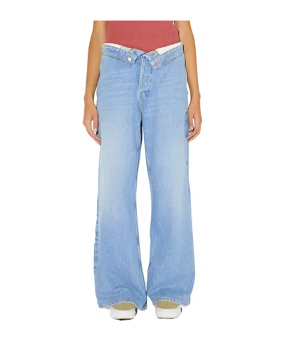 Amish Wide-leg Roll-up Jeans In Blue