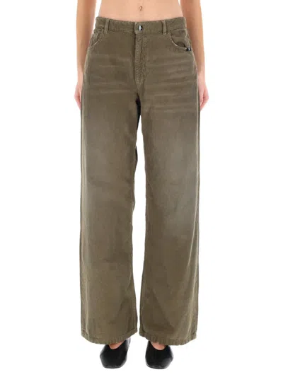 Amish "wider" Velvet Pants In Green
