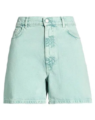 Amish Woman Denim Shorts Turquoise Size 28 Cotton In Blue