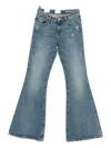 Amish Woodstock Distressed Flared Jeans In Blue