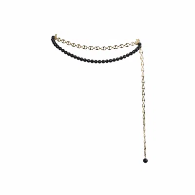 A'miss Women's Gold / Black Onyx Jewelry Belt In Multi