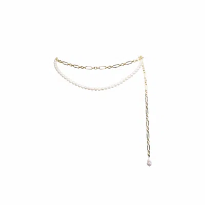 A'miss Women's Gold / White Pearl Jewelry Belt In Multi