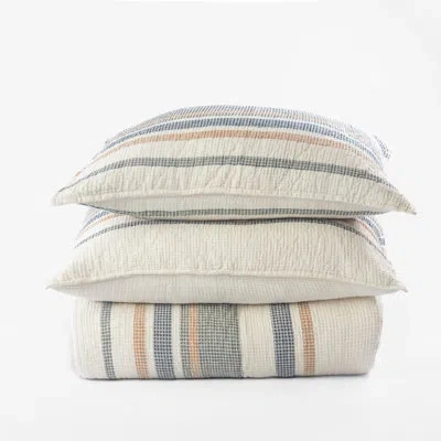 Amity Home Beck Cotton Waffle Striped Quilt Set In Cream