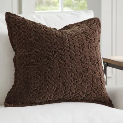 Amity Home Bradninch Velvet Quilted Pillow Cover In Brown