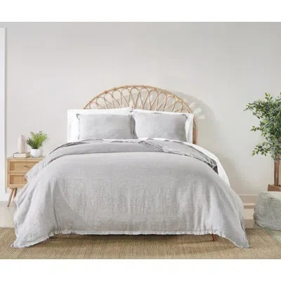 Amity Home Brisben Linen 3 Piece Duvet Cover Set In Gray
