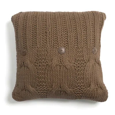 Amity Home Cable Knit Cotton Throw Pillow In Walnut Brown