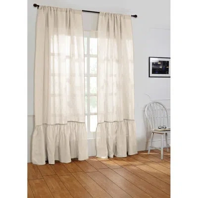 Amity Home Caprisa Linen Semi Sheer Rod Pocket Single Curtain Panel In Ivory