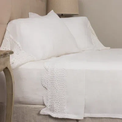Amity Home Crochet Linen Pillowcase In White