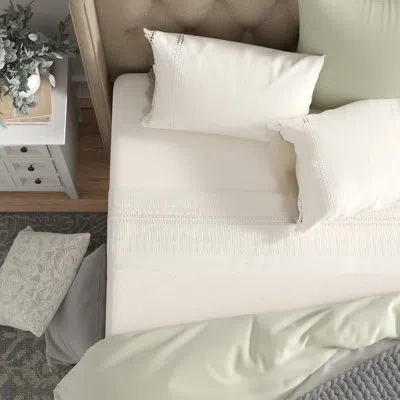 Amity Home Crocheted 200 Thread Count 100% Cotton Sheet Set In White