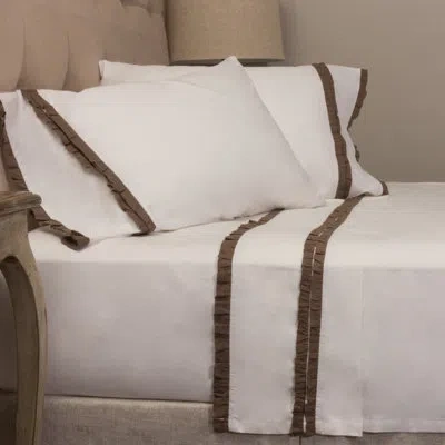 Amity Home Dainty Ruffle Cotton Sheet Set In Walnut