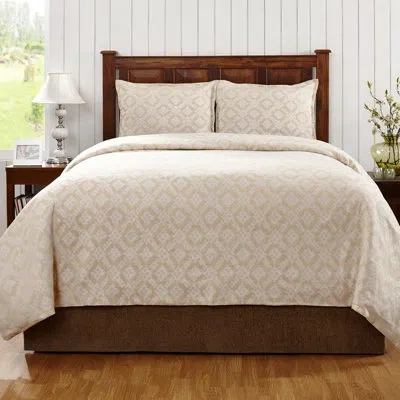 Amity Home Dalton Taupe Geometric Linen 3 Piece Duvet Cover Set