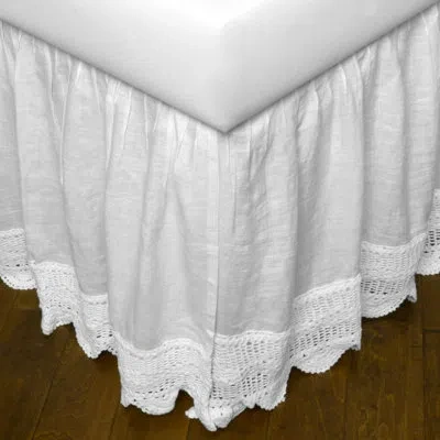 Amity Home Eveline Linen Whitecrochet Bed Skirt