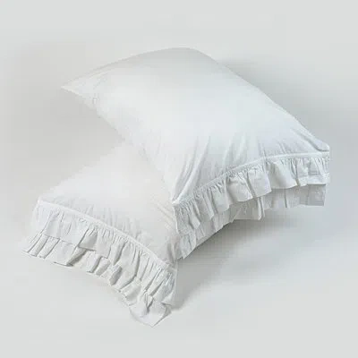 Amity Home French Ruffle 200 Thread Count 100% Cotton Sheet Set In White