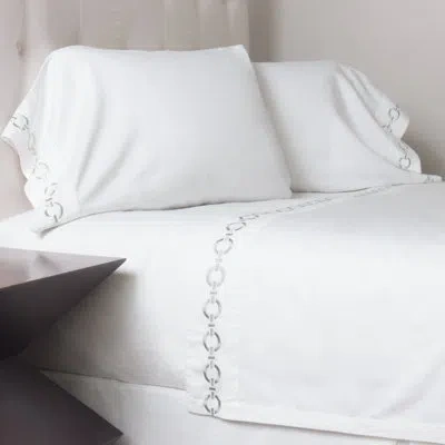Amity Home Giobella 400 Thread Count Geometric Satin Pillowcase In Seaglass