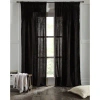 Amity Home Raylan Linen Solid Semi-sheer Single Curtain Panel In Black