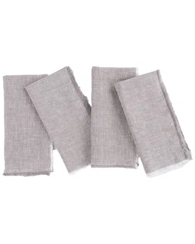 Amity Home Set Of 4 Brisbane Linen Dinner Napkins In Gray