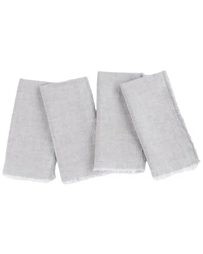 Amity Home Set Of 4 Brisbane Linen Dinner Napkins In Gray