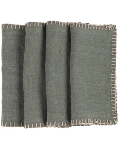 Amity Home Set Of 4 Bryce Linen Cocktail Napkins
