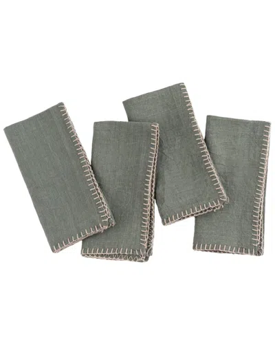 Amity Home Set Of 4 Bryce Linen Dinner Napkins In Brown