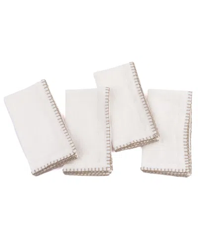 Amity Home Set Of 4 Bryce Linen Dinner Napkins In Blue
