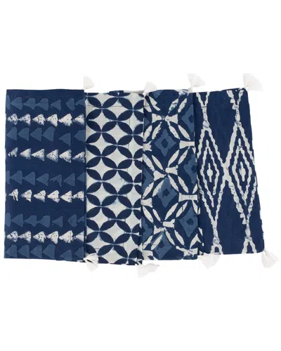 AMITY HOME AMITY HOME SET OF 4 IRA LINEN COCKTAIL NAPKINS