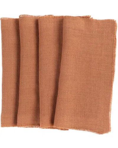 Amity Home Set Of 4 Ranier Linen Cocktail Napkins In Brown