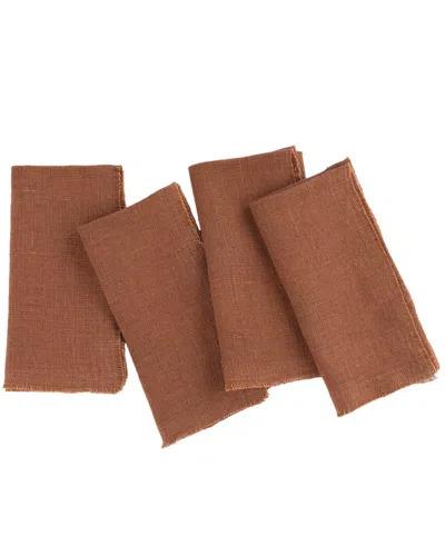 Amity Home Set Of 4 Ranier Linen Dinner Napkins In Brown