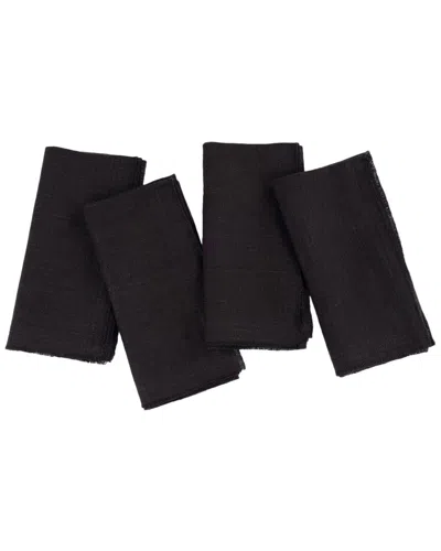 Amity Home Set Of 4 Ranier Linen Dinner Napkins In Black