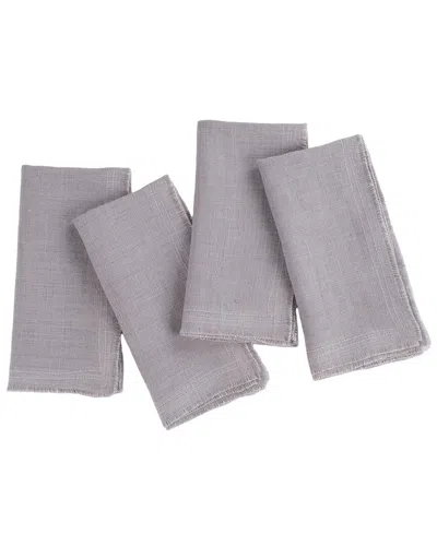 Amity Home Set Of 4 Ranier Linen Dinner Napkins In Gray