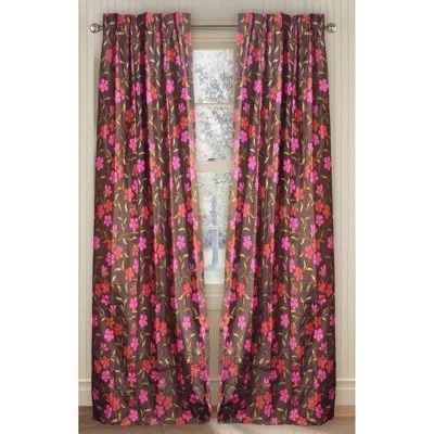 Amity Home Silk Floral Semi- Sheer Rod Pocket Curtain Panels In Black;red;pink