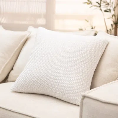 Amity Home Square Cotton Pillow Cover In White