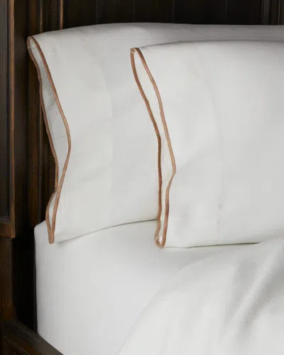 Amity Home Tyne Linen White King Pillowcase Pair In Wht Khaki