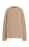 Amiya Astrakan Textured Baby Alpaca Sweater In Brown