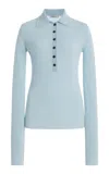 Amiya Georgia Fitted Wool Polo Top In Blue