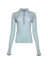 Amiya Georgia Fitted Wool Polo Top In Blue