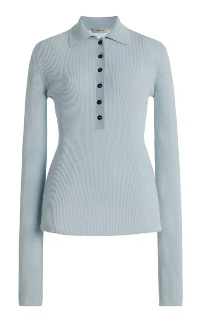 Amiya Georgia Wool Polo Top In Blue