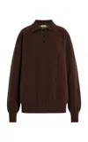 Amiya Heritage Travel Cashmere Polo Top In Brown