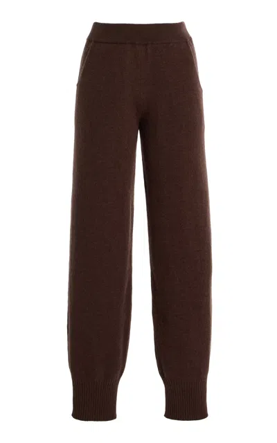 Amiya Heritage Travel Cashmere Wide-leg Pants In Brown