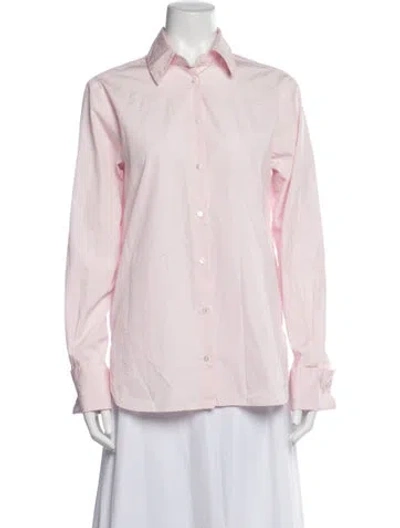 Pre-owned Amiya Long Sleeve Button-up Top In Pink