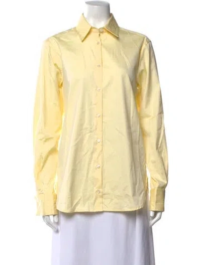 Pre-owned Amiya Long Sleeve Button-up Top In Yellow
