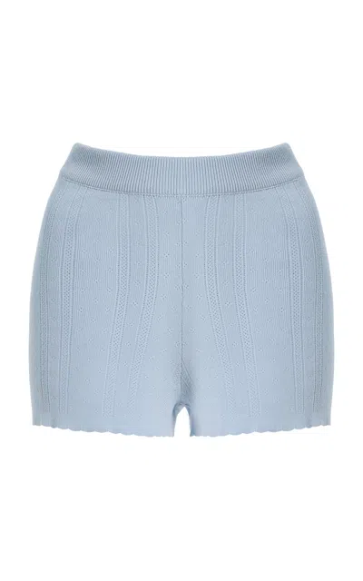 Amiya Mina Cotton Pointelle Shorts In Blue