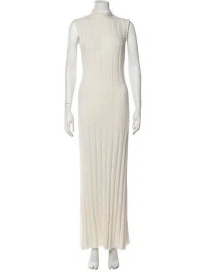 Pre-owned Amiya Mock Neck Long Dress In Neutrals