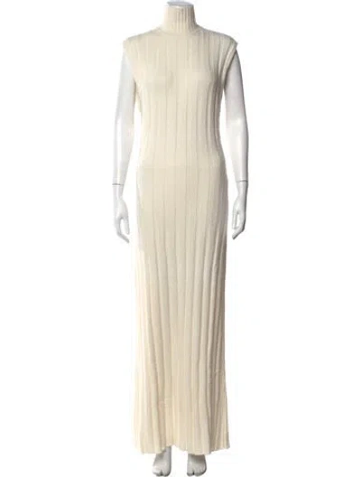 Pre-owned Amiya Mock Neck Long Dress W/ Tags In Neutrals