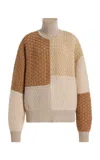 Amiya Mosaico Patchwork Wool-blend Sweater In Neutral