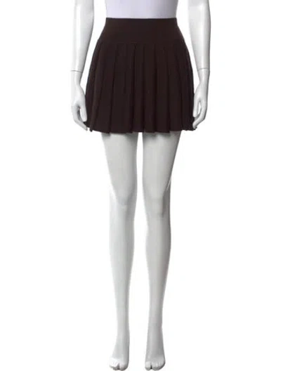 Pre-owned Amiya Pleated Accents Mini Skirt In Brown