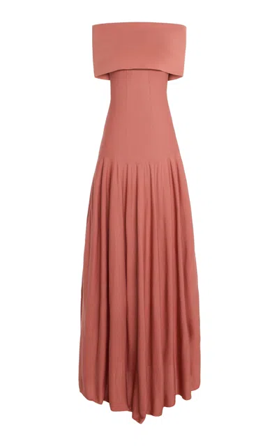 Amiya Sera Off-the-shoulder Silk-blend Maxi Dress In Pink