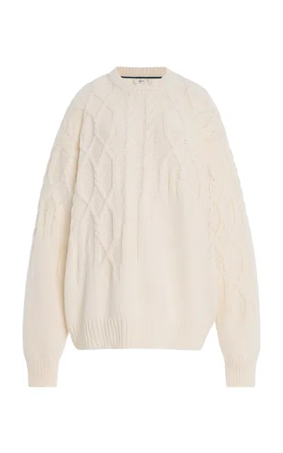 Amiya Signature Cableknit Wool-cashmere Sweater In White