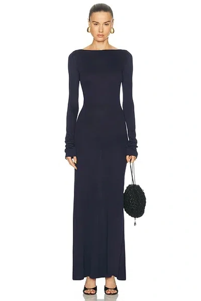 Amiya Sobilia Long Sleeve Dress In Dark Blue