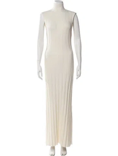Pre-owned Amiya Turtleneck Long Dress In Neutrals