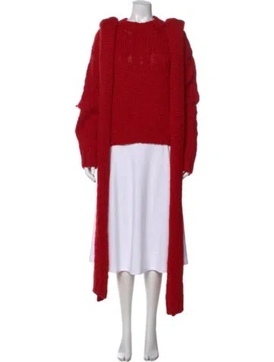 Pre-owned Amiya Virgin Wool Crew Neck Sweater In Red
